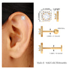 Certified Moissanite Halo Earring for Helix Piercing Moissanite - ( D-VS1 ) - Color and Clarity - Rosec Jewels