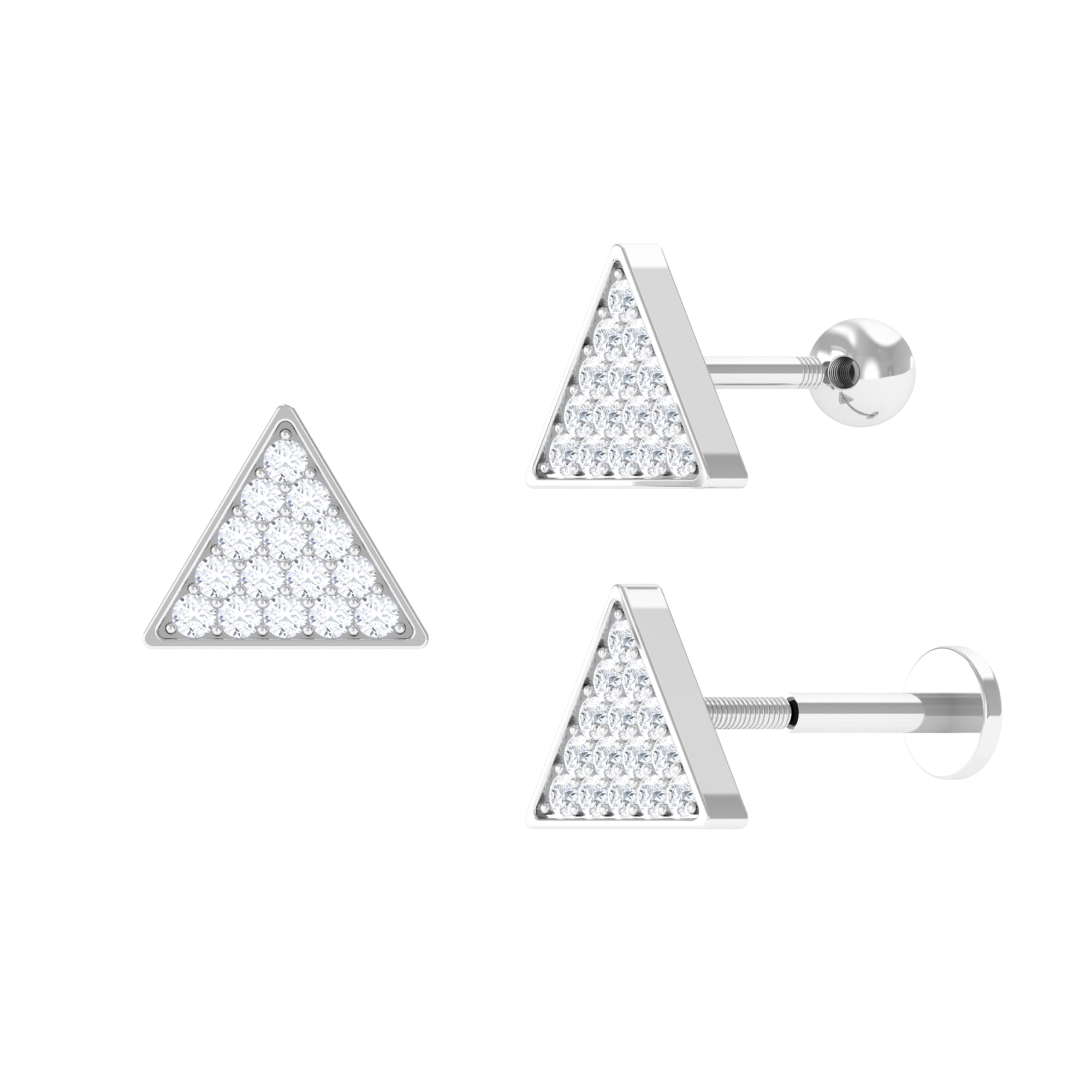 Elegant Moissanite Triangle Earring for Cartilage Piercing Moissanite - ( D-VS1 ) - Color and Clarity - Rosec Jewels