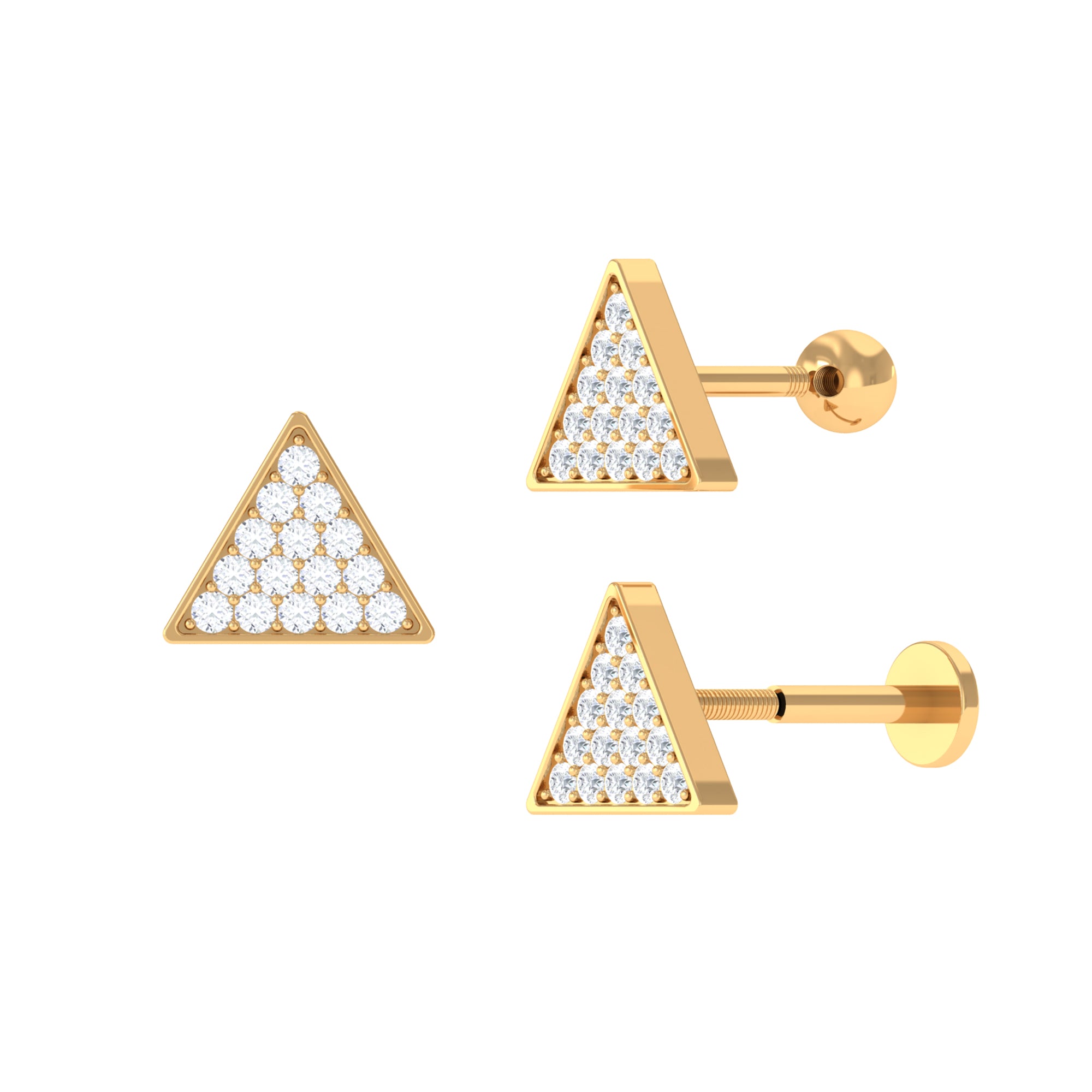 Elegant Moissanite Triangle Earring for Cartilage Piercing Moissanite - ( D-VS1 ) - Color and Clarity - Rosec Jewels