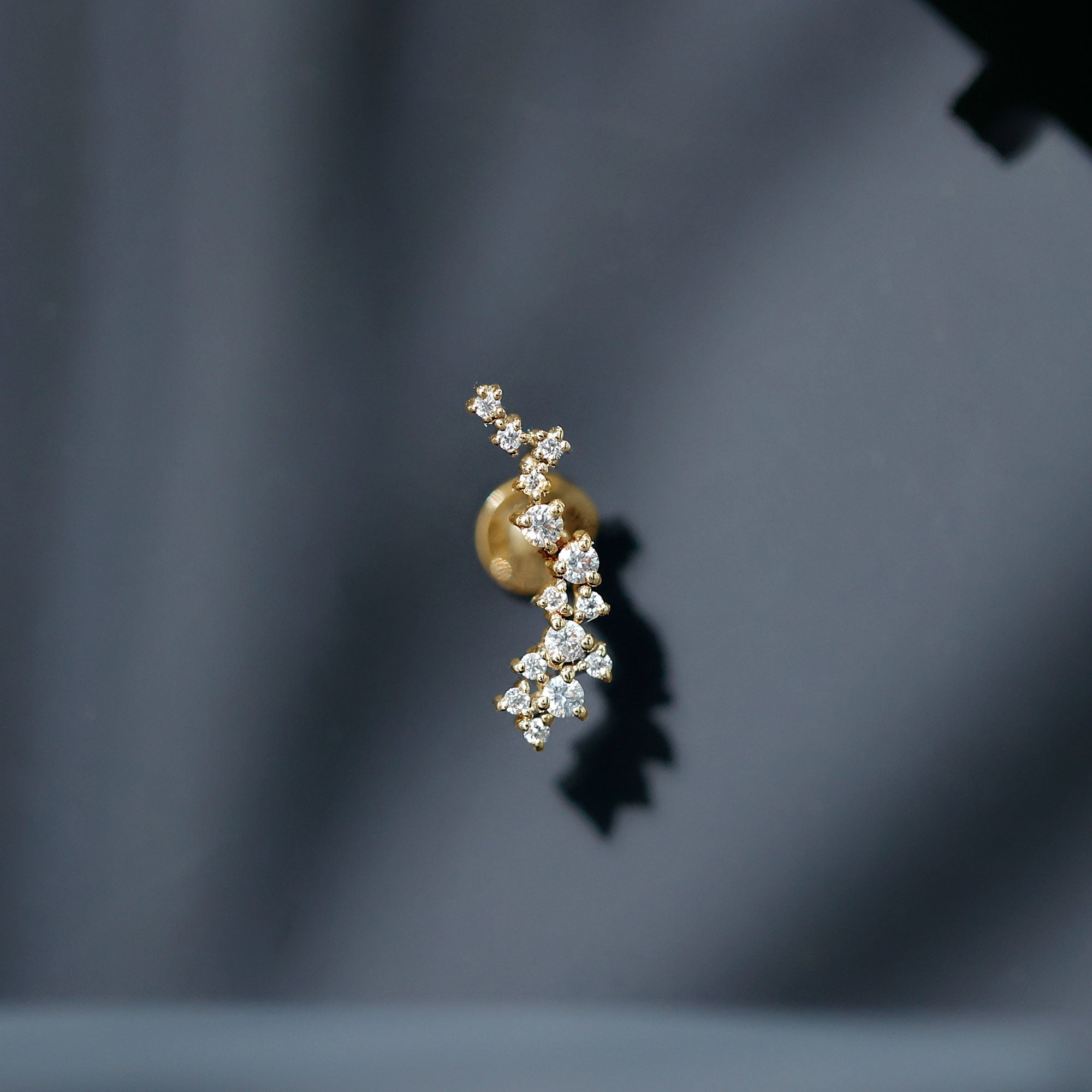 Certified Moissanite Cluster Crawler Earring in Gold Moissanite - ( D-VS1 ) - Color and Clarity - Rosec Jewels