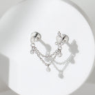 Moissanite Double Chain Earring for Helix Moissanite - ( D-VS1 ) - Color and Clarity - Rosec Jewels