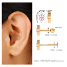 Baguette Pink Sapphire and Moissanite Tragus Earring Pink Sapphire - ( AAA ) - Quality - Rosec Jewels