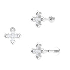 Eye Catching Diamond Floral Earring for Cartilage Piercing Diamond - ( HI-SI ) - Color and Clarity - Rosec Jewels