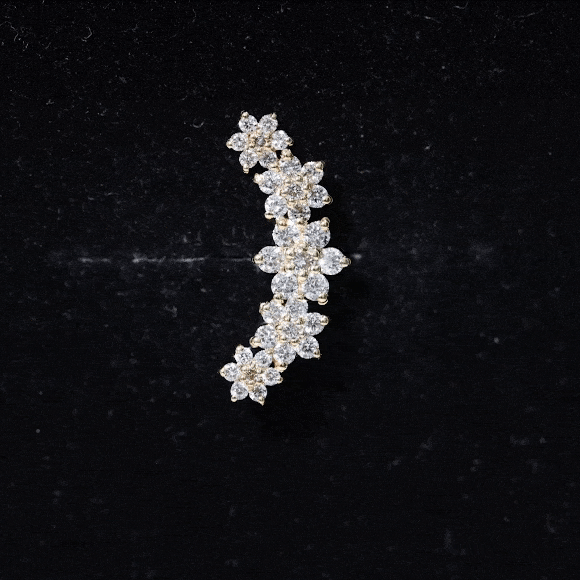 Dazzling Diamond Flower Crawler Earring for Cartilage Piercing Diamond - ( HI-SI ) - Color and Clarity - Rosec Jewels