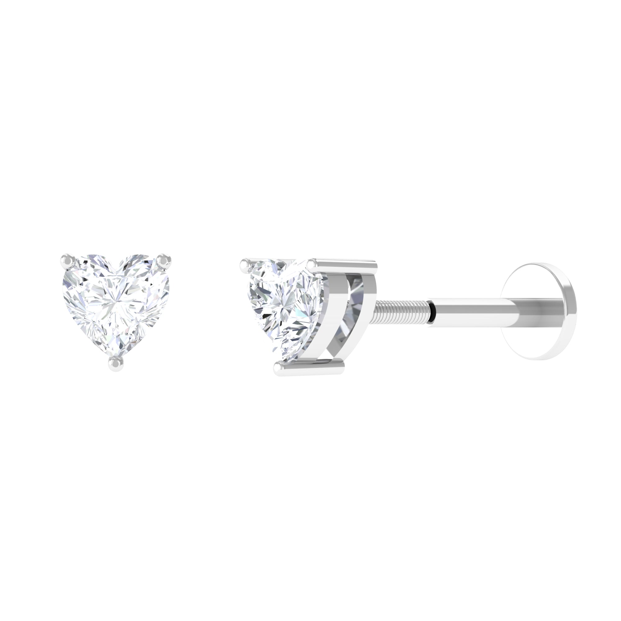Heart Shape Moissanite Earring for Tragus Piercing Moissanite - ( D-VS1 ) - Color and Clarity - Rosec Jewels