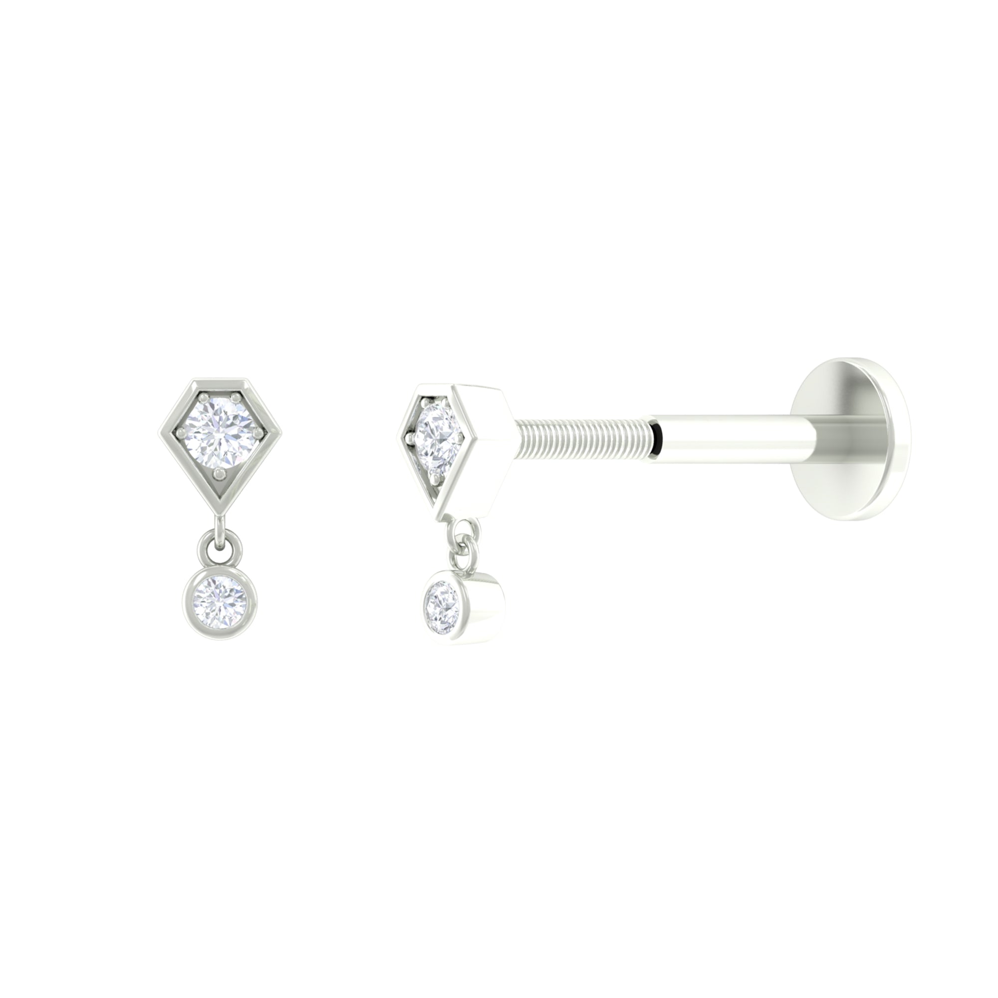 Round Cut Natural Diamond Simple Drop Helix Earring in Gold Diamond - ( HI-SI ) - Color and Clarity - Rosec Jewels