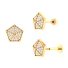 Certified Moissanite Gold Pentagon Cartilage Earring Moissanite - ( D-VS1 ) - Color and Clarity - Rosec Jewels