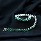 Lab Grown Emerald Heart Tennis Bracelet Lab Created Emerald - ( AAAA ) - Quality - Rosec Jewels