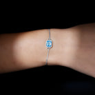 2 CT Octagon Cut Swiss Blue Topaz and Diamond Bolo Chain Bracelet Swiss Blue Topaz - ( AAA ) - Quality 92.5 Sterling Silver - Rosec Jewels
