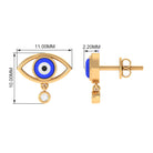 Classic Evil Eye Stud Earrings with Moissanite Drop in Bezel Setting Moissanite - ( D-VS1 ) - Color and Clarity - Rosec Jewels