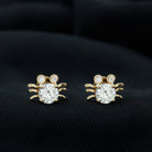 Cute Crab Stud Earrings with Moissanite Moissanite - ( D-VS1 ) - Color and Clarity - Rosec Jewels