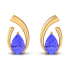 Real Tanzanite Solitaire Teardrop Stud Earrings Tanzanite - ( AAA ) - Quality - Rosec Jewels