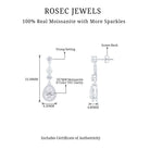 2 CT Classic Moissanite Bridal Dangle Earrings Moissanite - ( D-VS1 ) - Color and Clarity - Rosec Jewels