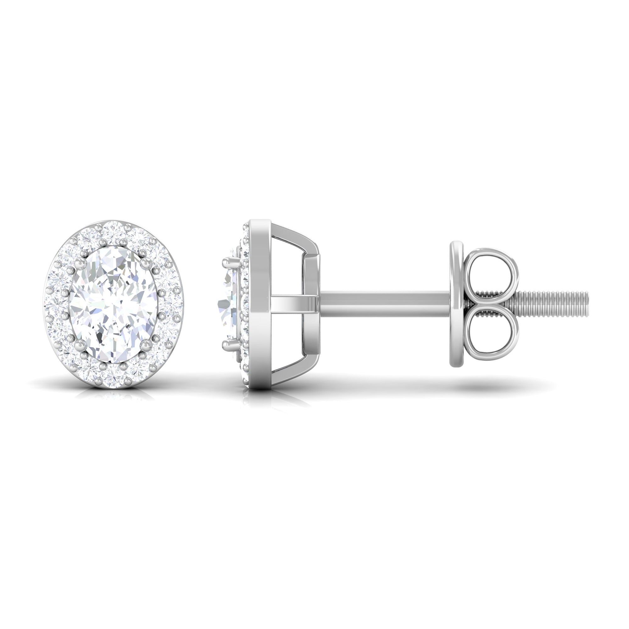 Certified Zircon Screw Back Stud Earrings Zircon - ( AAAA ) - Quality - Rosec Jewels