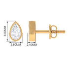 Zircon Teardrop Solitaire Stud Earrings in Bezel Setting Zircon - ( AAAA ) - Quality - Rosec Jewels