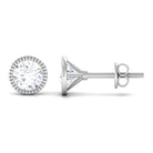 Zircon Solitaire Stud Earring in Bezel Setting Zircon - ( AAAA ) - Quality - Rosec Jewels