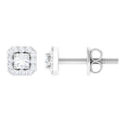 Cubic Zirconia Halo Stud Earrings Zircon - ( AAAA ) - Quality - Rosec Jewels