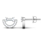 Cubic Zirconia Minimal Stud Earrings with Screw Back Zircon - ( AAAA ) - Quality - Rosec Jewels