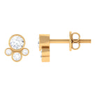 Contemporary Zircon Cluster Stud Earrings in Bezel Setting Zircon - ( AAAA ) - Quality - Rosec Jewels