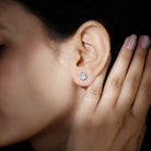 2 CT Round Solitaire Zircon Crown Stud Earrings Zircon - ( AAAA ) - Quality - Rosec Jewels