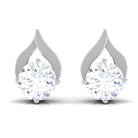 Round Cubic Zirconia Solitaire Petal Stud Earrings Zircon - ( AAAA ) - Quality - Rosec Jewels