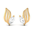Marquise Cut Cubic Zirconia Solitaire Leaf Stud Earrings Zircon - ( AAAA ) - Quality - Rosec Jewels