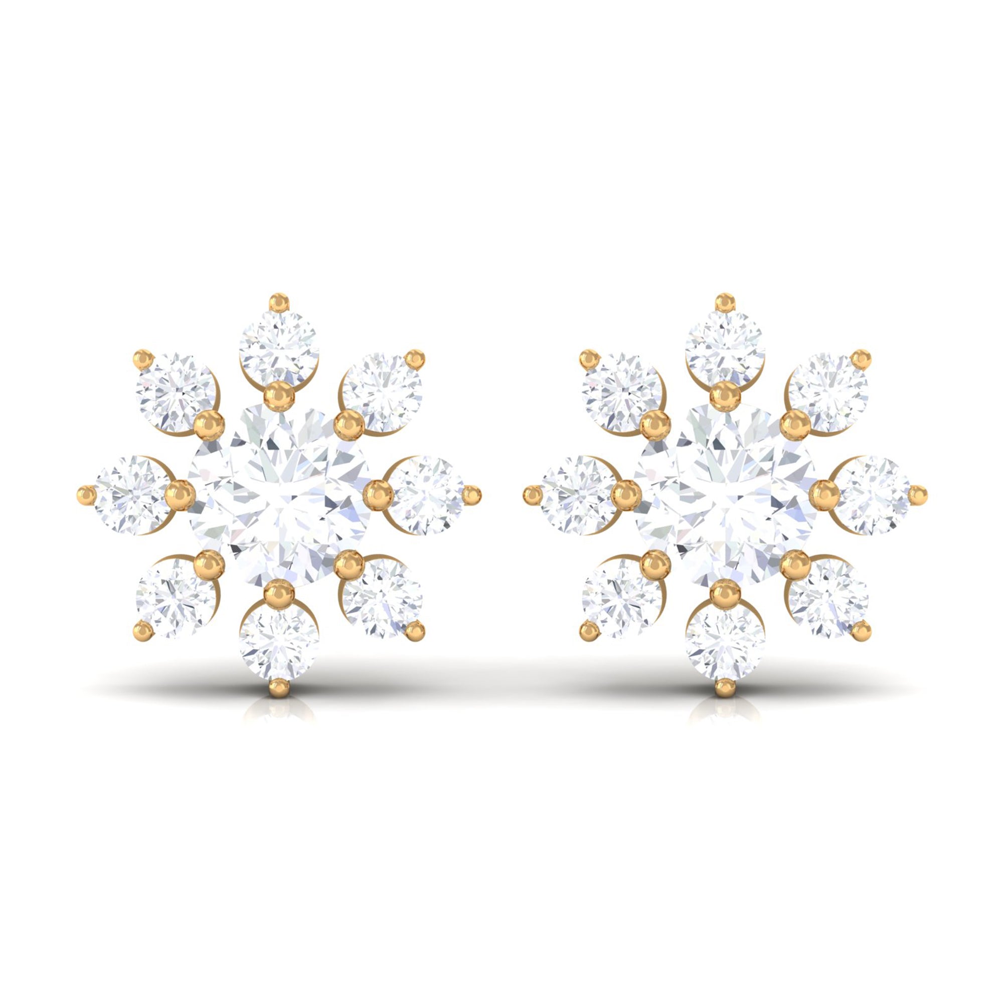 3/4 CT Round Cut Cubic Zirconia Floral Stud Earrings Zircon - ( AAAA ) - Quality - Rosec Jewels