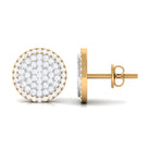 1 CT Round Zircon Cluster Cocktail Stud Earrings in Gold Zircon - ( AAAA ) - Quality - Rosec Jewels