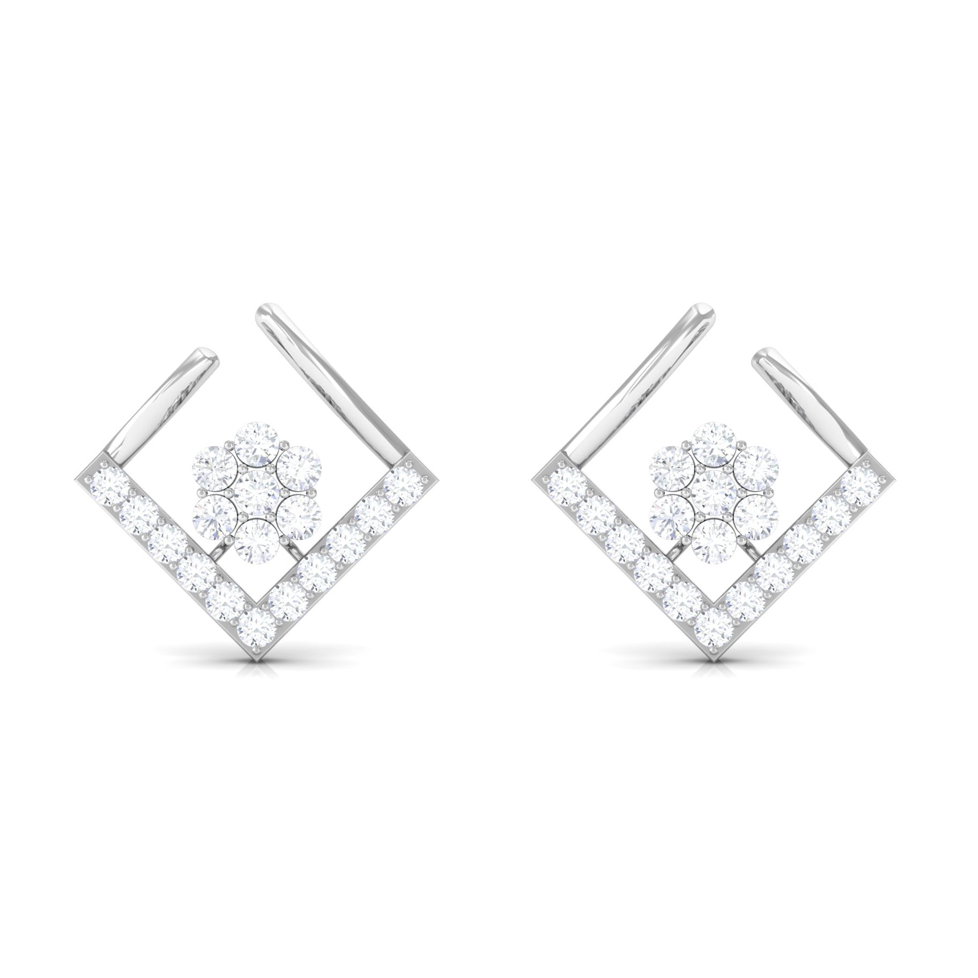 3/4 CT Cubic Zirconia Open Rhombus Stud Earrings Zircon - ( AAAA ) - Quality - Rosec Jewels