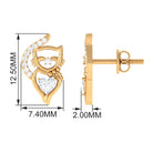 Classic Zircon and Gold Cat Stud Earrings Zircon - ( AAAA ) - Quality - Rosec Jewels