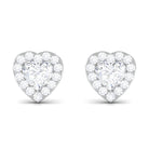 3/4 CT Heart Shape Zircon Halo Stud Earrings in Gold Zircon - ( AAAA ) - Quality - Rosec Jewels