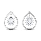 Cubic Zirconia Teardrop Halo Stud Earrings Zircon - ( AAAA ) - Quality - Rosec Jewels