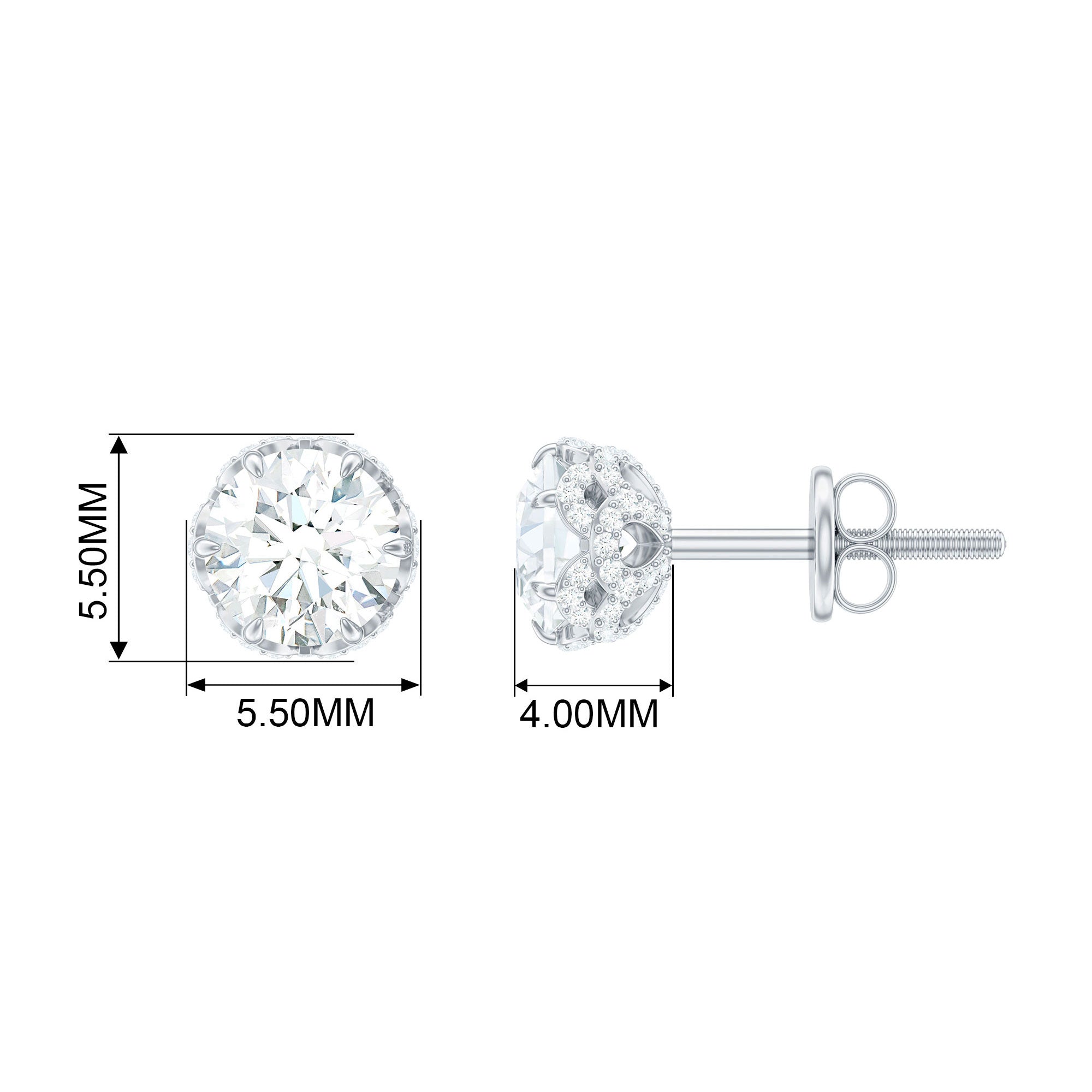 1.50 CT Solitaire Zircon Flower Stud Earrings Zircon - ( AAAA ) - Quality - Rosec Jewels