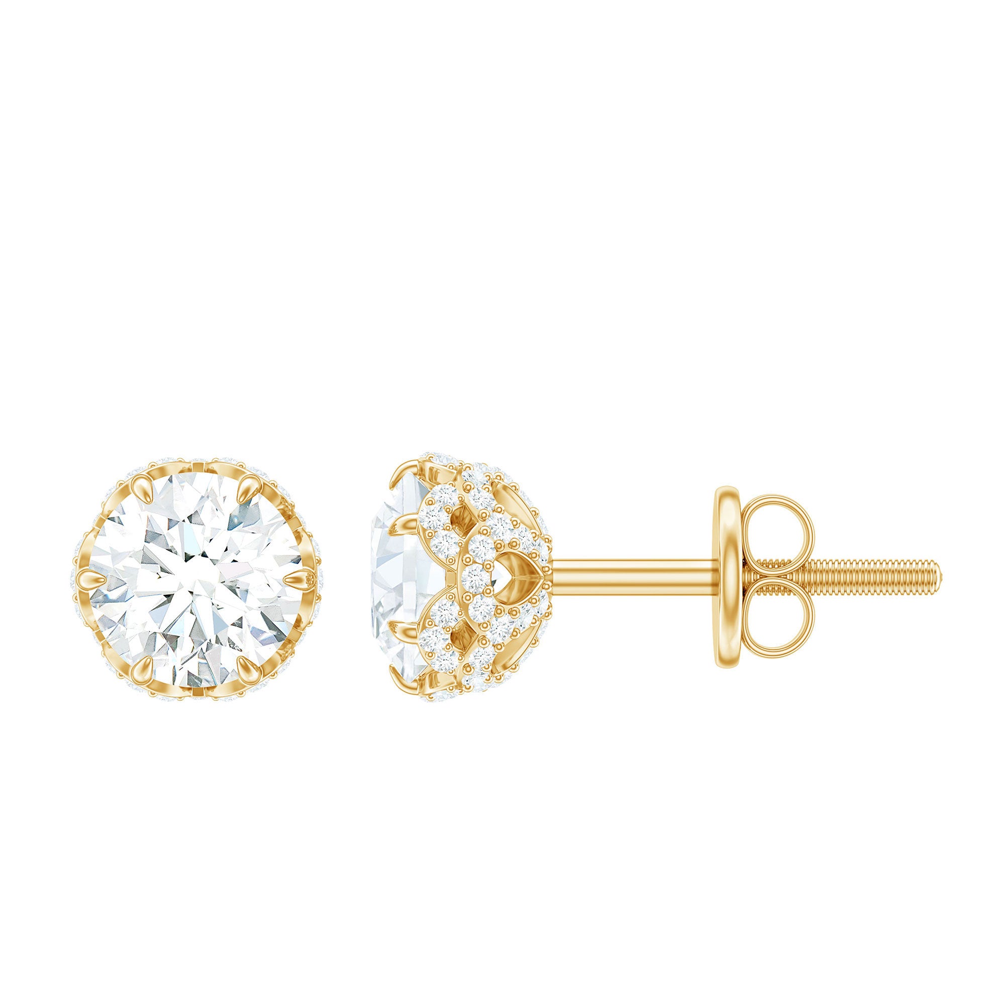 1.50 CT Solitaire Zircon Flower Stud Earrings Zircon - ( AAAA ) - Quality - Rosec Jewels