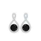 4 MM Created Black Diamond Gold Infinity Stud Earrings Lab Created Black Diamond - ( AAAA ) - Quality - Rosec Jewels