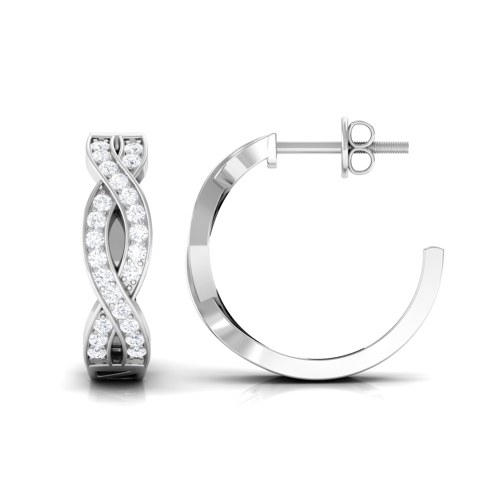 Round Diamond Infinity Hinged Hoop Earrings Diamond - ( HI-SI ) - Color and Clarity - Rosec Jewels