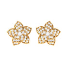 Real Diamond Statement Flower Stud Earrings in Gold Diamond - ( HI-SI ) - Color and Clarity - Rosec Jewels