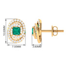 3/4 CT Princess Cut Emerald and Diamond Cocktail Stud Earrings Emerald - ( AAA ) - Quality - Rosec Jewels