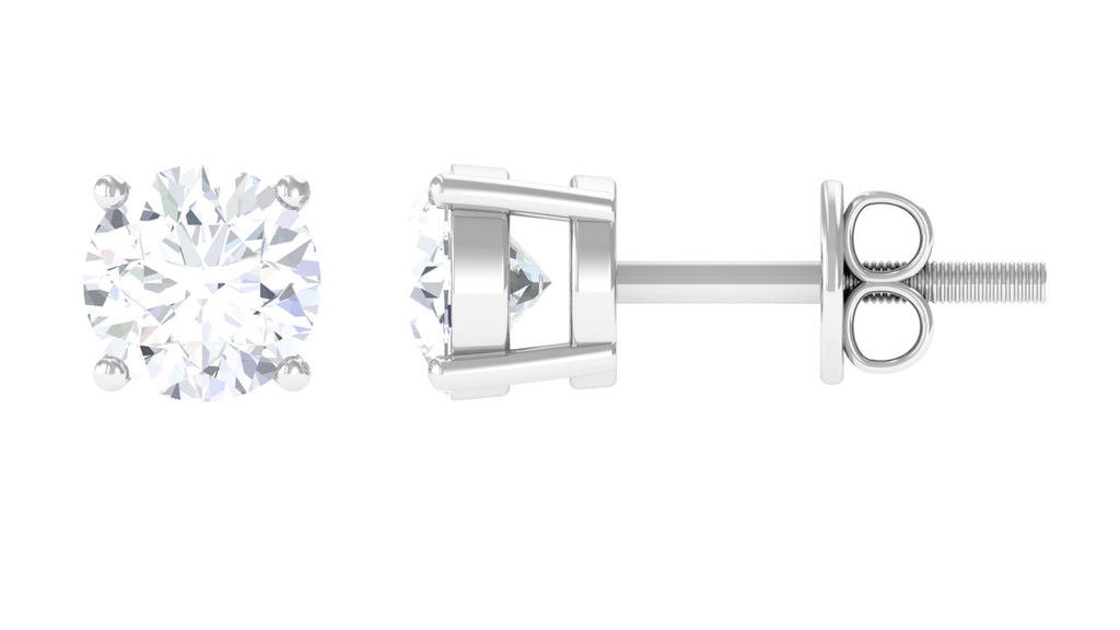 5 MM Round Moissanite Solitaire Screw Back Stud Earring - Rosec Jewels