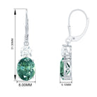 Lab Grown Green Sapphire Oval Drop Dangle Earrings With Moissanite Lab Created Green Sapphire - ( AAAA ) - Quality - Rosec Jewels