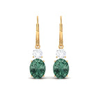 Lab Grown Green Sapphire Oval Drop Dangle Earrings With Moissanite Lab Created Green Sapphire - ( AAAA ) - Quality - Rosec Jewels