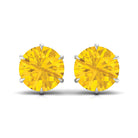 Round Created Yellow Sapphire Solitaire Stud Earrings Lab Created Yellow Sapphire - ( AAAA ) - Quality - Rosec Jewels