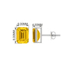 Emerald Cut Created Yellow Sapphire Solitaire Stud Earrings Lab Created Yellow Sapphire - ( AAAA ) - Quality - Rosec Jewels