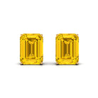 Emerald Cut Created Yellow Sapphire Solitaire Stud Earrings Lab Created Yellow Sapphire - ( AAAA ) - Quality - Rosec Jewels