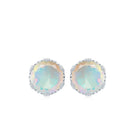 6 MM Ethiopian Opal Solitaire Crown Stud Earrings Ethiopian Opal - ( AAA ) - Quality - Rosec Jewels
