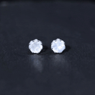 6 MM Decorative Moonstone Solitaire Stud Earrings Moonstone - ( AAA ) - Quality - Rosec Jewels
