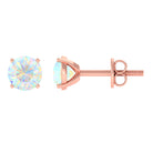 8 MM Simple Round Cut Ethiopian Opal Solitaire Stud Earrings Ethiopian Opal - ( AAA ) - Quality - Rosec Jewels