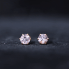 4.5 MM Natural Morganite Solitaire Stud Earrings in 6 Claw Prong Setting Morganite - ( AAA ) - Quality - Rosec Jewels
