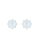 4.5 MM Natural Moonstone Solitaire Stud Earrings in 8 Claw Prong Setting Moonstone - ( AAA ) - Quality - Rosec Jewels