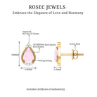 1.25 CT Pear Cut Rose Quartz Teardrop Stud Earrings with Diamond Accent Rose Quartz - ( AAA ) - Quality - Rosec Jewels